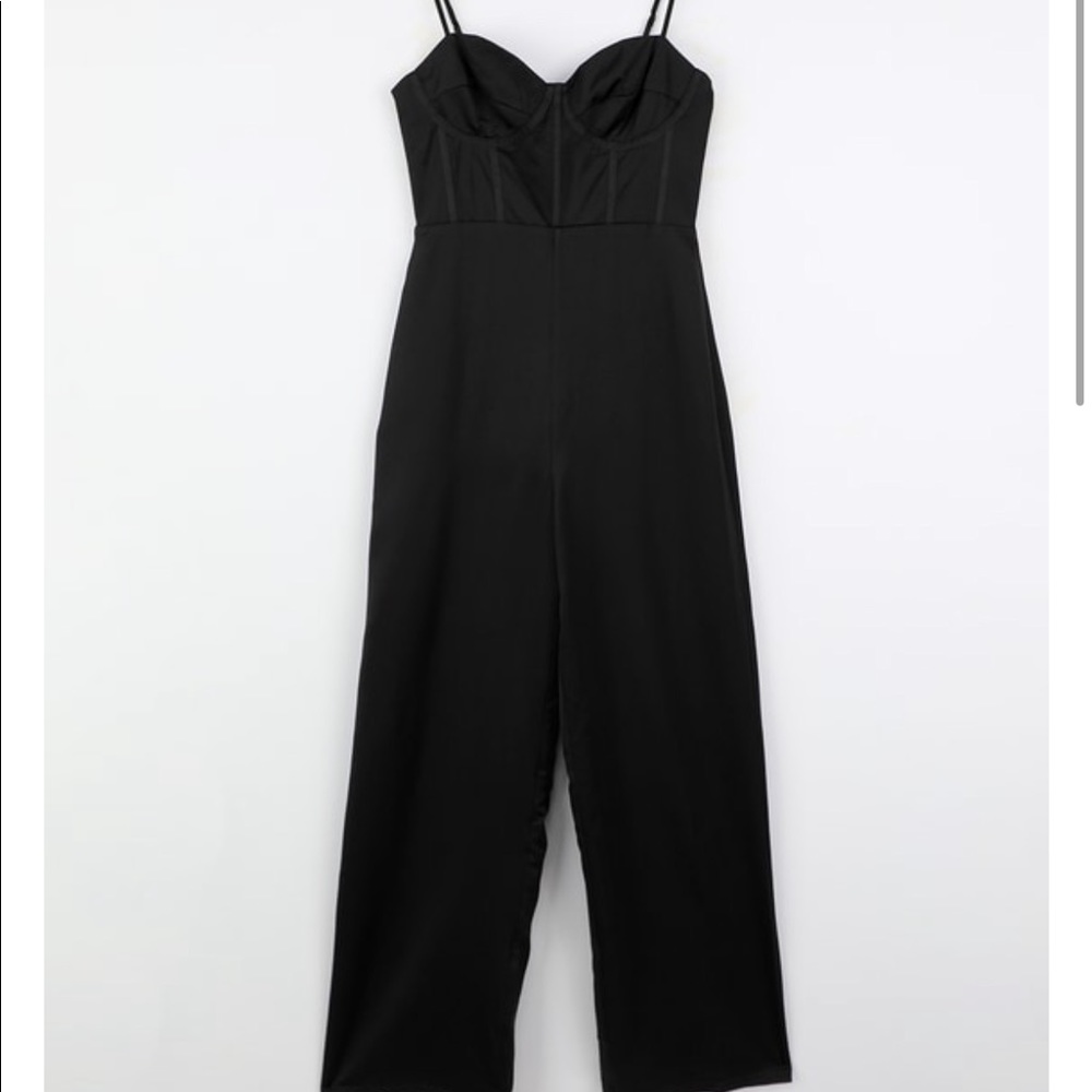 Black Satin Bustier Jumpsuit
